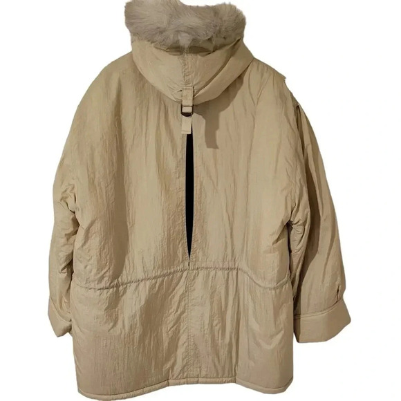 Vintage Outerstuff 1990s Beige Oversized Puffer Ski Snow Coat Large - Picture 2 of 4